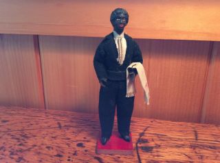 Rare Antique Black Bisque Head Dollhouse Doll 6” Tall