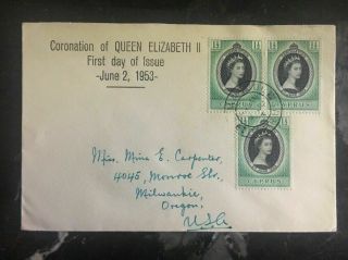 1953 Cyprus First Day Souvenir Cover Qe Ii Queen Elizabeth Coronation Fdc To Usa