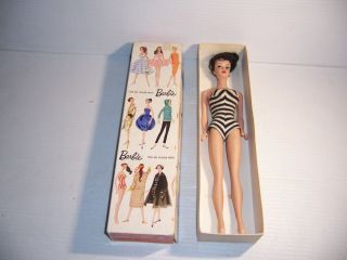 Vintage Barbie Doll In Brunette Ponytail Stock No 850 Box Bathing Suit