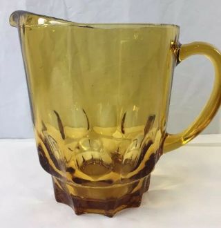 Vintage Anchor Hocking Amber Honey Gold Clear Glass Drink Pitcher Water Tea