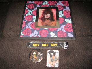 Kiss Memorabilia Paul Stanley Vintage Button,  Wall Poster,  Bracelet - Collect Card