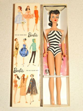Barbie: Vintage Brunette 5 Ponytail Barbie Doll W/box