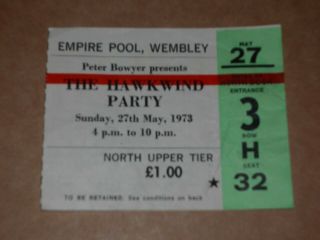 Hawkwind 1973 Empire Pool,  Wembley Concert Ticket (sutherland Brothers & Quiver)