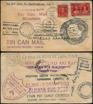 L828 Tonga Tin Can Mail Canada Yarmouth Niuafoou 1936