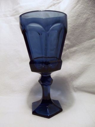 Set Of 4 Vintage Fostoria Dark Blue Wine Glass Virginia Pattern