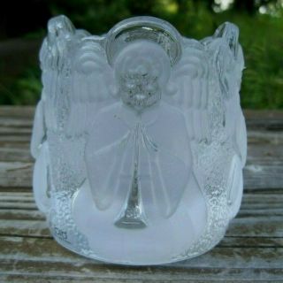 Nybro Glass Crystal Sweden Angel Candle Holder Votive Tea Light Swedish Xmas