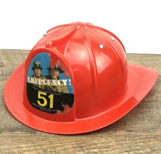 Vintage Placo 1975 Emergency Squad 51 Fireman Helmet Tv Show Fire Hat Cap