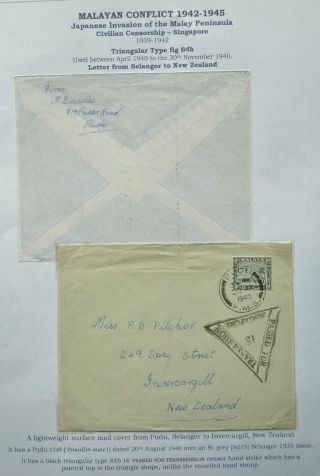 Malaya 20 Aug 1940 Censored Cover From Pudu,  Selangor To Zealand - See