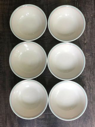 Set Of 6 Corelle Forever Yours Cereal Soup Bowls Pink Blue Rim Hearts 6 In.