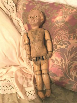 Antique Wood Schoenhut 16 " Doll Tlc For Parts/repair/project All