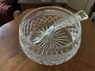 Vintage Anchor Hocking Crystal Wexford Glass Salad Bowl W/ Glass Serving Spoon