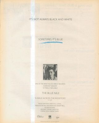 (sfbk15) Poster/advert 13x11 " The Blue Nile : A Walk Across The Rooftops