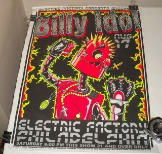 Rolled Billy Idol @ Electric Factory Philadelphia Number & Signed Concert Poster