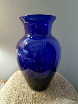 Classic Vintage Large 13 " Cobalt Blue Glass Vase