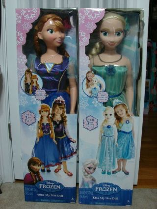 Disney Frozen My Size Elsa & Anna 38 " Life Size Barbie Type Doll Light Up
