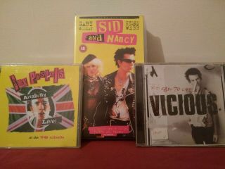 Sex Pistols Cd,  Sid Vicious Cd,  Sid And Nancy Vhs Collectable Fan Bundle Htf