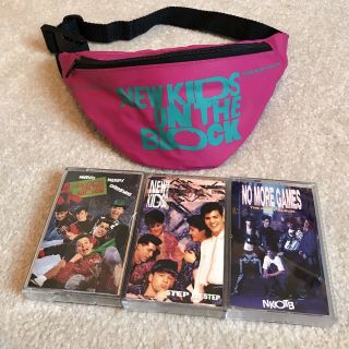 Kids On The Block Fanny Pack Pink Vintage 1990 Nkotb With Cassettes Bundle