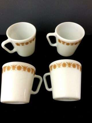 Pyrex Corning Ware Usa Butterfly Gold Set Of 4 Coffee Mugs 1410 Euc Ship