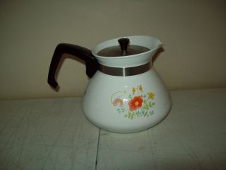 Vintage Corning Ware Wild Flower Teapot 6 Cup P - 104