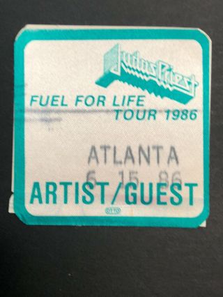 Judas Priest 1986 Backstage Pass Turbo Tour Artist Guest Satin Atlanta 6/15/86