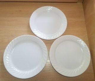 Set Of 3 Corelle White Swirl Enhancements 10 - 1/4 " Dinner Plates
