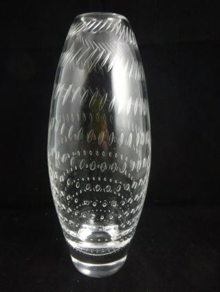 Mid Century Modern Orrefors Art Glass Vase Sweden Controlled Bubbles (item B5)