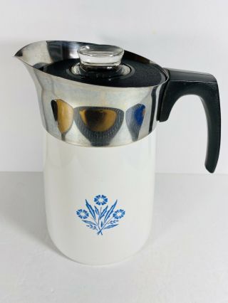 Vintage Corning Ware 6 Cup Stovetop Cornflower Blue Coffee Percolator P - 146