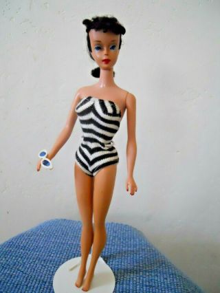 Vintage Barbie 4 Brunette Ponytail Doll.  Face Paint