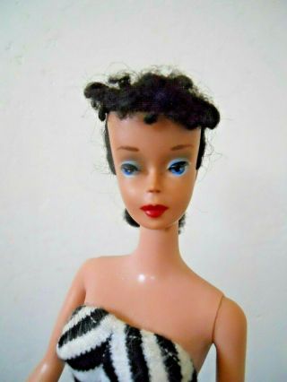 Vintage Barbie 4 Brunette Ponytail Doll.  face paint 2
