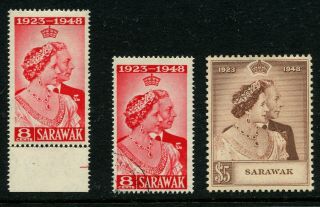 Sarawak Stamps 1948 Silver Wedding Sg165/166 2,  1 Set Good/fine Used/mm Cat £48