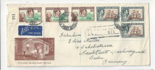 Pitcairn Islands 1949 Registered Cover To Germany,  2 Shilling Rate,  Po Cachet