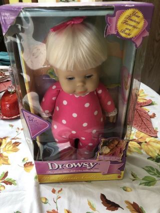 Iob Vintage Drowsy Doll By Mattel Pink White Polka Dots 15 " Blonde Htf