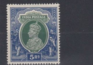 India 1937 S G 261 5a Green & Blue Mh Cat £48