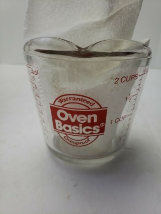 Vintage Anchor Hocking Oven Basics 2 Cup Glass Measuring Cup - 498