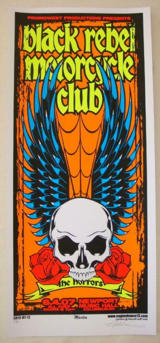 2007 Black Rebel Motorcycle Club - Columbus Silkscreen Concert Poster S/n Martin