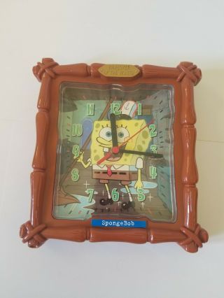 Sponge Bob Square Pants Plastic Wall Clock Employee Of The Month 8 " Brown 2004