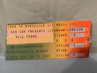 Neil Young Concert Ticket Stub 2 - 13 - 1983 Worcester Ma