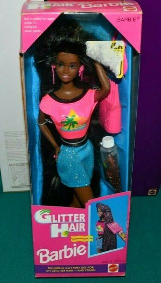 Nib - Very Rare - 1993 - Long Glitter Hair Christie Barbie Doll - African American - Aa