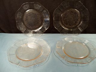 Set Of 4 Macbeth Evans American Sweetheart Pink Depression Glass Luncheon Plates