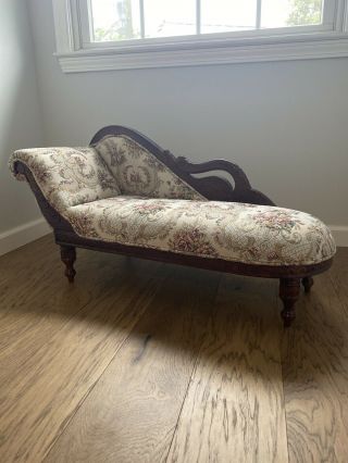 Gorgeous Child Size Antique Victorian Swan Fainting Couch - Chaise Lounge Chair