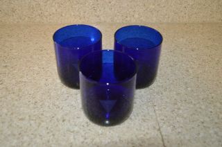 Set Of 3 Vintage Collectible Libby Cobalt Blue Glass 10 Oz.  Tumbler