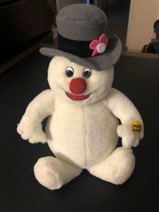 Vintage Gemmy Singing Frosty The Snowman Plush Stuffed 13” Sings Sitting