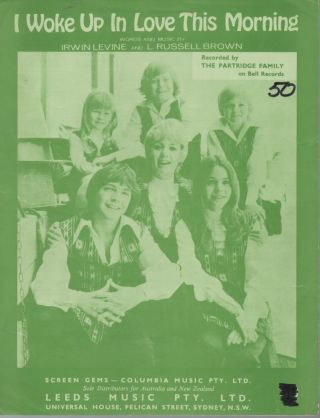 The Partridge Family Rare 1971 Aust Only Oop Orig S/music " I Woke Up In Love "