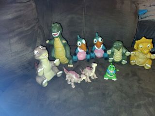 Vintage The Land Before Time Hand Puppets Set Of 7 And 3 Wind Up Toys
