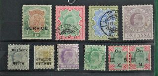 India Stamps Selection Of 10 On Stock Card (j15)