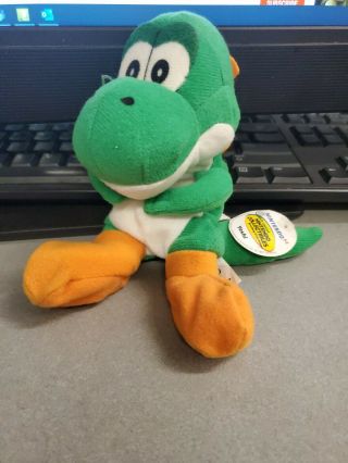 Green Yoshi Bd&a Nintendo 64 N64 Stuffed Plush Beanie Mario 7 "