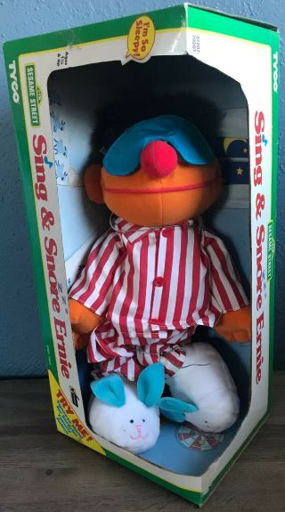 Tyco 1996 Sesame Street Sleep And Snore Ernie Talking & Singing Doll Vintage