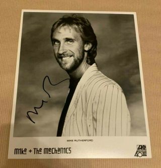 Mike Rutherford - Mike Mechanics Signed - 10x8 Bw Photo - Genesis - Uacc