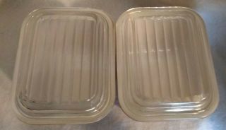 2 Vintage PYREX BUTTERSCOTCH REFRIGERATOR Dishes With Lids 1.  5 Cup 2