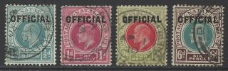 Natal 1904 Official Stamps Part Set F/vf Sg O1 - O3/o5 Cat £105,
